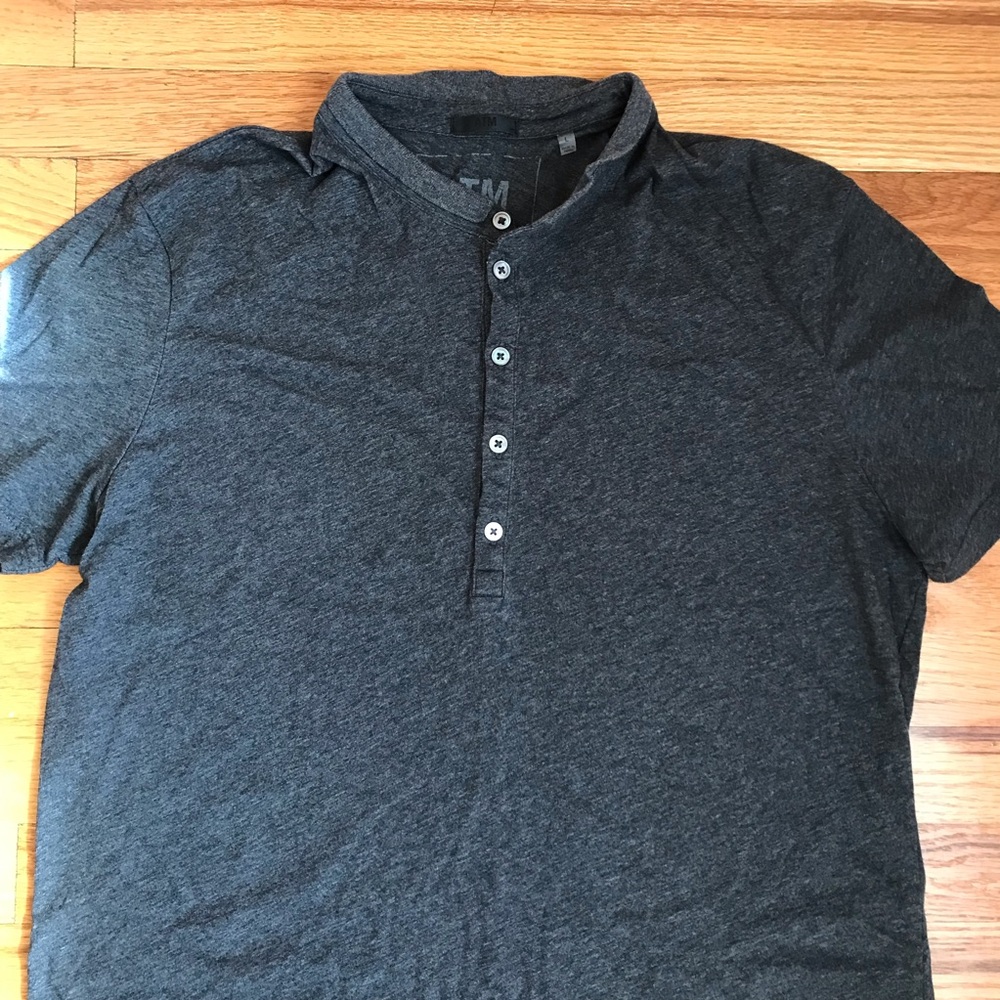 ATM Charcoal Gray Short Collar Polo Henley Large - Picture 4 of 9